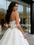 A Line Sleeveless Cut Out Lace Sweetheart Wedding Dress