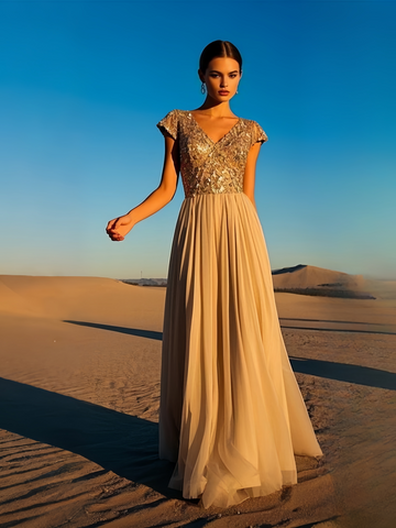 gold chiffon prom dress Prom Dress Style #32864
