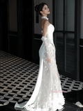 Appliques Sheer Satin Sweetheart TulleMermaid Wedding Dress