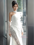 Appliques Sheer Satin Sweetheart TulleMermaid Wedding Dress