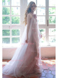 Tulle Halter A Line Floral Pink Prom Dress