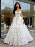 A Line Sleeveless Cut Out Lace Sweetheart Wedding Dress