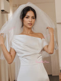 Ruched Sheath Column Satin One Shoulder Wedding Dress