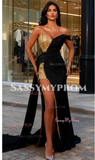 Sequin Beading Trumpet Mermaid Spaghetti Straps Prom Dress With Slit
