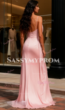 One Shoulder Sheath Column Pink Chiffon Prom Dress