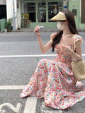 Ruffles Square-Neck Floral Maxi Dress