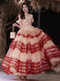 Tulle Layers Flower Off The Shoulder `Prom Dress