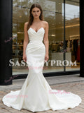Trumpet Mermaid Detachable Train Sweetheart Satin Wedding Dress