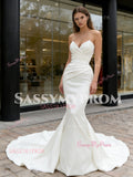 Trumpet Mermaid Detachable Train Sweetheart Satin Wedding Dress