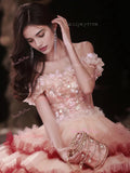 Tulle Layers Flower Off The Shoulder `Prom Dress