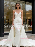 Trumpet Mermaid Detachable Train Sweetheart Satin Wedding Dress