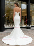 Trumpet Mermaid Detachable Train Sweetheart Satin Wedding Dress