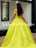 Spaghetti Straps Beading Tulle YellowA Line Prom Dress