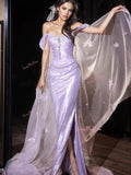 Purple Trumpet Mermaid Prom Dress With Slit