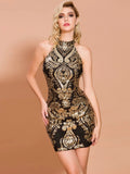 Dazzling Gold Sequin Short Mini Dress