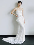 Lace Trumpet Mermaid Sweetheart Flower Wedding Dress