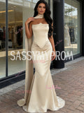 Trumpet Mermaid Satin Shawl Champagne Beading Prom Dress
