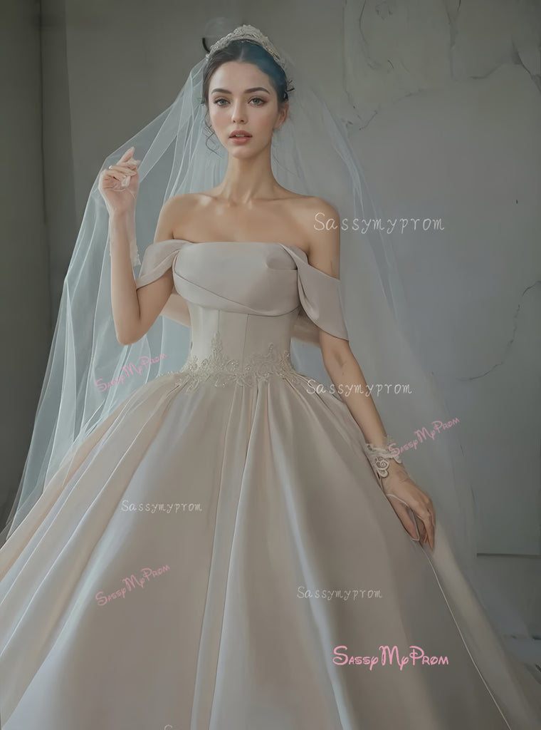 Lani Satin Off the Shoulder Bridesmaid or Ball Dress in Black s20