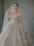 Satin Ball Gown Satin Off The Shoulder Wedding Dress