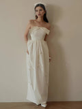 A Line Strapless Ivory Satin Bowkot Wedding Dress