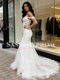 Trumpet Mermaid Tulle Elegant Appliques Off The Shoulder Wedding Dress