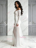 Lace Off The Shoulder Trumpet Mermaid Tulle Wedding Dress