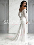 Lace Off The Shoulder Trumpet Mermaid Tulle Wedding Dress