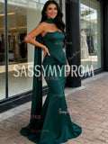 Trumpet Mermaid Satin Shawl Champagne Beading Prom Dress