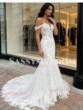 Trumpet Mermaid Tulle Elegant Appliques Off The Shoulder Wedding Dress
