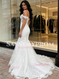 Trumpet Mermaid Tulle Elegant Appliques Off The Shoulder Wedding Dress
