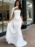 Trumpet Mermaid Satin Shawl Champagne Beading Prom Dress