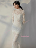 Trumpet Mermaid Lace Long Sleeves Wedding Dress