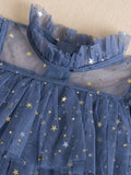 Blue Toddler Girls Sequin Ruffle Trim Layered Tutu Dress