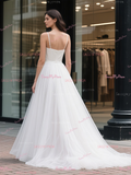 Sheath Column Mini Spaghetti Straps Wedding Dress With Detachable Train
