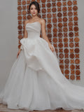 Organza A Line Sweetheart Ruched Wedding Dress