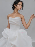 Organza A Line Sweetheart Ruched Wedding Dress