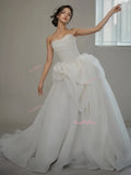 Organza A Line Sweetheart Ruched Wedding Dress