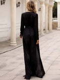 High Slits Deep V-Neck  Black Formal Dress