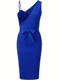 Wrap Silhouette Sizzling Sequin Heart Dress