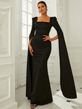 Long Sleeve Trumpet Mermaid Black Prom Dress