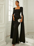 Long Sleeve Trumpet Mermaid Black Prom Dress