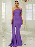 Asymmetric Neckline Green Draped Floor-Length Party Dress