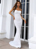 Flattering Mermaid Silhouette White Lace Formal Dress