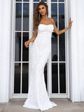 Flattering Mermaid Silhouette White Lace Formal Dress