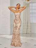 Exquisite Embroidery Nude Sequin Prom Dress