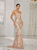 Exquisite Embroidery Nude Sequin Prom Dress