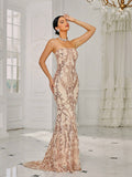 Exquisite Embroidery Nude Sequin Prom Dress