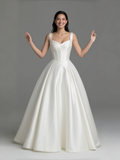 Sweetheart A Line Corset Straps Satin Wedding Dress
