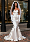 Satin Trumpet Mermaid Sweetheart  Simple Wedding Dress