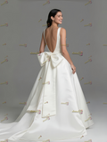 Sweetheart A Line Corset Straps Satin Wedding Dress